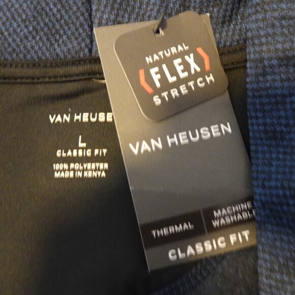 Van Heusen Grandpa Cardigan Men's Size L Blue Fleece Thermal Academia Professor - Picture 5 of 8